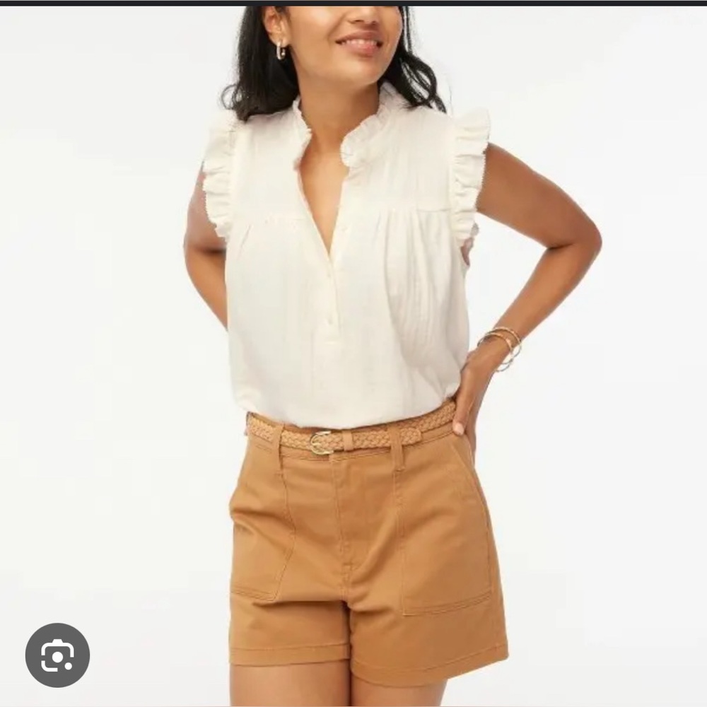 NWOT Crew Factory Gauze smocked ruffleneck top - size XS